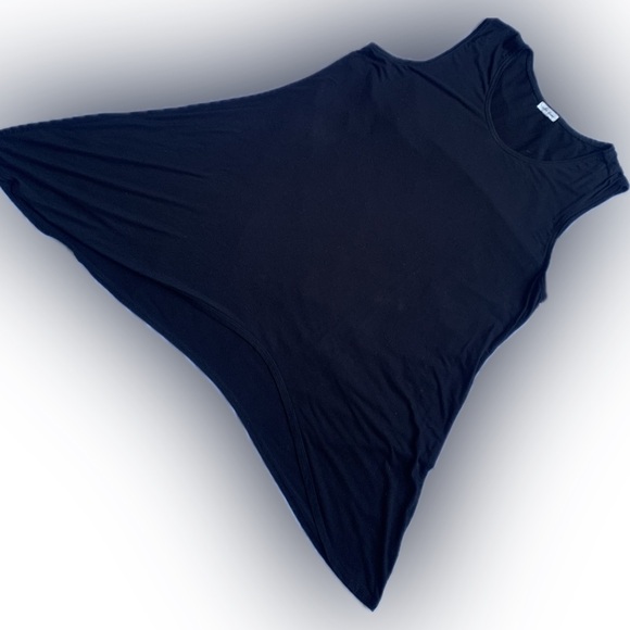 Solid Black Asymmetrical Long Tank Top, Size XL,  ACA COUTURE - Picture 2 of 7